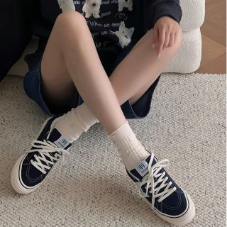 顽刻 海军蓝春季校园风翻毛皮帆布拼接男女国潮滑板鞋