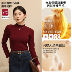 500G加厚羊毛蚕丝加绒打底衫百搭小高领保暖上衣