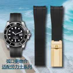 适配胶带游艇弧口硅胶36手表适合迪通拿蓝水鬼游艇系列橡胶表带