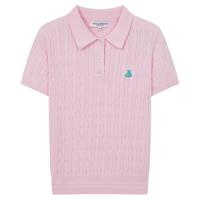 TEENIE WEENIE 绞花POLO领亚麻T恤衫
