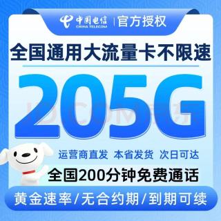 中国电信 2年29元/月205G全国流量200分钟