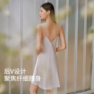 金三塔 100%桑蚕丝凉感吊带睡裙