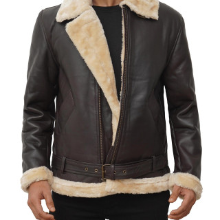 fjackets 真羊皮毛一体夹克 - 冬季长外套男士皮夹克, Tomas Shearling 深棕色男士夹克