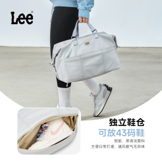 Lee 旅行包女短途出差旅游行李包男2025大容量运动包可扩展容量包 雾霾灰