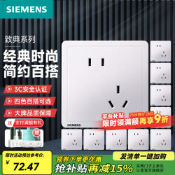 西门子 Adela致典系列 5UB14183NC01 斜五孔插座 雅白 十只装