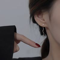 花饰庄园 一字耳线女夏季气质网红波浪流苏耳环养耳洞简约冷淡风耳饰 一字耳线(铜镀白金)