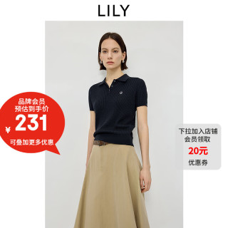 LILY 女士简约POLO领针织衫 411