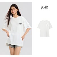 美特斯邦威 美式潮流宽松印花 白色 L码 短袖T恤