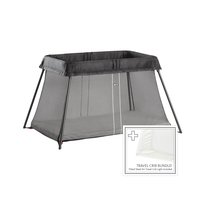 BABYBJÖRN BABYBJORN Travel Crib Light Black and Fitted Sheet Bundle Pack, Black