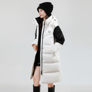 雪中飞 7478F 白色 中长款可拆卸帽 女士羽绒服