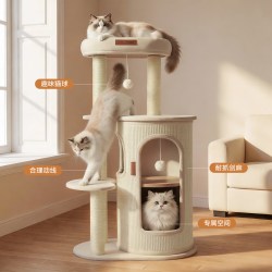 华元宠具 猫爬架假日系列多层猫窝一体不占地猫别墅猫抓柱剑麻桶家用