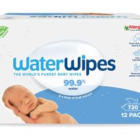WaterWipes 婴幼儿原装无塑料湿巾 720 片（12 包），由 99.9% 水制成，无香型，适合敏感肌肤