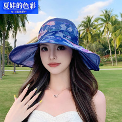 夏娃的色彩 夏季大檐蝴蝶结防晒帽