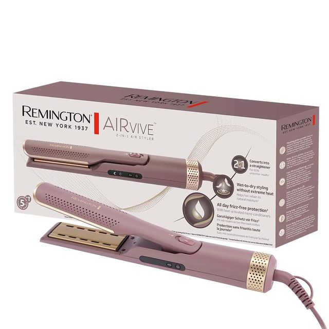Remington AIRvive 热风造型器 [二合一:干湿两用] 离子空气技术实现平滑造型效果(热激活防毛躁微活性成分,LED 显示屏)Airstyler AS8930