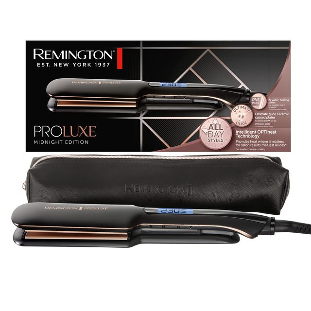 Remington Proluxe 直发器 [超宽陶瓷造型盘,110 x 50 毫米](OPTIheat 技术,Pro+ 设置温和造型,数字显示,快速加热)直发器 S9150B