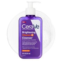 CeraVe 亮肤维生素 C 洁面乳,适用于暗淡和不均匀肤色,含稳定维生素 C、烟酰胺和神经酰胺,保湿和去角质,不含香料,敏感肌肤安全,8 盎司
