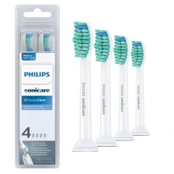 Philips 飞利浦 成人声波电动牙刷替换刷头 HX601465 椭圆形柔软刷毛 4支装 白色 适配飞利浦声波牙刷