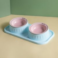 顽萌 防蚂蚁猫碗陶瓷双碗猫食盆喝水一体防漏食防打翻狗碗狗盆宠物用品