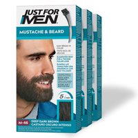 Just For Men 男士胡须染发剂 深棕黑色 角蛋白生物素椰油配方 持久遮白 3盒装