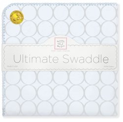 SwaddleDesigns 婴儿襁褓毯 大号106x106cm 美国纯棉法兰绒 轻盈透气 日光蓝圆圈