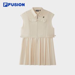 FILA FUSION斐乐潮牌女子梭织连衣裙2026夏季新款宽松无袖衬衫裙