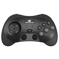 Retro-Bit SEGA Saturn® 2.4GHz Wireless Pro Controller for Sega Saturn, Sega Mega Drive Mini, Switch, PC, Mac - Includes 2 Receivers - Black
