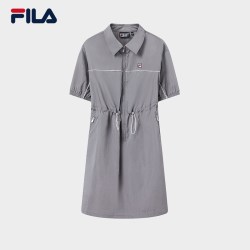 FILA 官方女子梭织连衣裙2026夏季新款时尚宽松翻领收腰裙子
