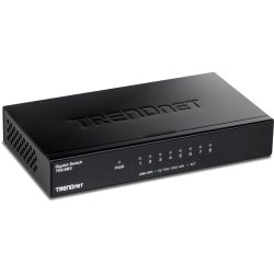 TRENDnet TEG-S83 8 端口千兆桌面交换机,8 x 千兆 RJ-45 端口,16 Gbps 开关功率,无风扇设计,金属外壳