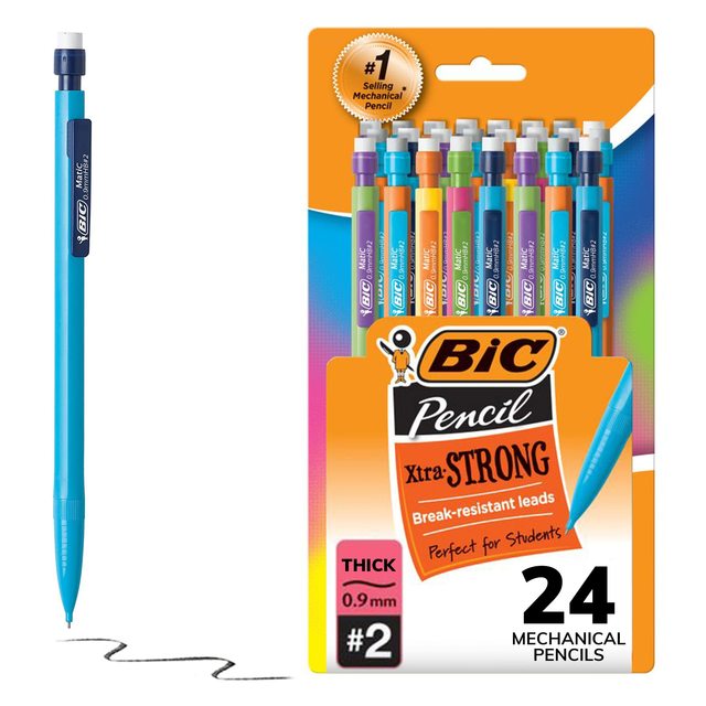 Bic 0.9mm自动铅笔 HB粗芯 可替换橡皮擦 办公学习24支装
