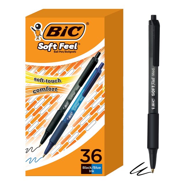 Bic 圆珠笔 1.0mm 黑蓝双色可伸缩 舒适握感36支装