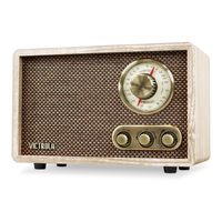 Victrola 复古木质蓝牙收音机内置扬声器,优雅复古设计,旋转式 AM/FM 调谐表盘,无线流媒体,自然