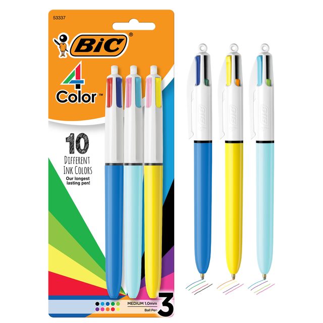 Bic 4色圆珠笔 1.0mm中粗 10色可选 按动伸缩 办公学习