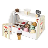 Melissa & Doug 木制勺与冰淇淋柜台玩具（可玩的食物和配件，28件，逼真的酷派，男女生的完美礼物-适合3、4、5岁及以上的孩子）