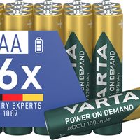 VARTA 电池 AAA,可充电,16 件,电池,按需供电,1000 mAh 镍氢电池,预充电,可立即使用 [亚马逊独家]