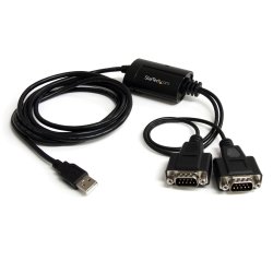 StarTech.com USB 转串口适配器 - 2 端口 - COM 端口保留 - FTDI - USB 转 RS232 适配器电缆 - USB 转串口转换器 (ICUSB2322F)，黑色