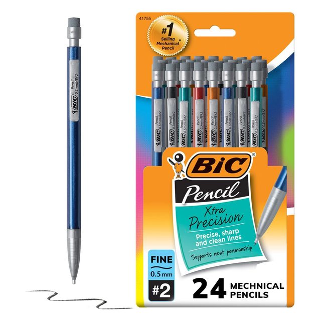 Bic 自动铅笔0.5mm HB铅芯 可擦除可替换 24支装 办公学习