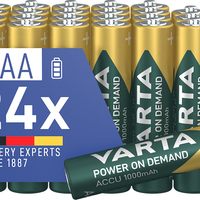 VARTA 电池 AAA,可充电,24 件,电池,按需供电,1000 mAh 镍氢电池,预充电,可立即使用 [亚马逊独家]