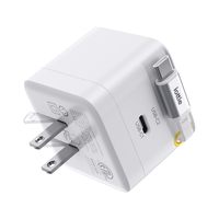 iOttie Basix by iOttie 35W GaN 壁式充电器,内置可伸缩 USB-C 电缆和额外的 USB-C 端口,双设备快速充电,紧凑型旅行充电器带折叠插脚