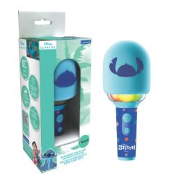 Lexibook ,Disney Stitch MIC280D 无线麦克风带扬声器和灯光,4 个语音改装器,多色灯光效果,可充电电池
