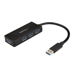 StarTech.com StarTech 4口USB 3.0高速集线器 5Gbps充电扩展 便携迷你设计 笔记本电脑桌面通用 自带电源适配器