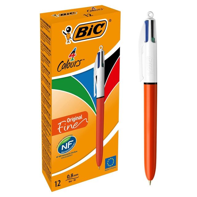 Bic 圆珠笔 自动伸缩 黑色 蓝色 绿色 橙色 红色 家庭改善