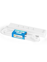 meross 智能电源板兼容 Apple HomeKit、Siri、Alexa、Google Home 和 SmartThings、WiFi 浪涌保护器,带 4 个 AC 插座,4 个 USB 端口和 6 英尺延长线,语音和遥控器
