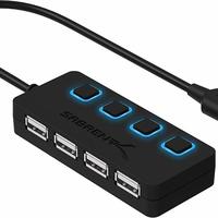 SABRENT 4 端口 USB 2.0 集线器，带独立开关和独立 LED (HB-UMLS)