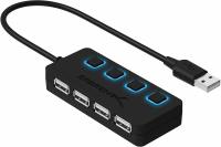 SABRENT 4 端口 USB 2.0 集线器，带独立开关和独立 LED (HB-UMLS)