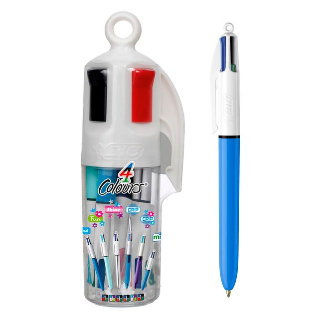 Bic 4 色不同四色圆珠笔 带中等笔尖 6 支
