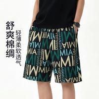 GOSO 睡裤男夏季薄款休闲宽松印花家居裤短裤沙滩裤