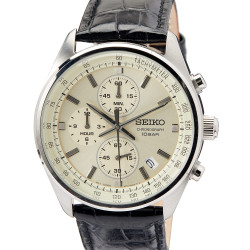 SEIKO 男士石英表 黑色皮带