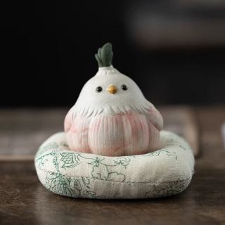 茉舟 宜兴原矿紫砂蒜头小鸟茶宠摆件精品手工蒜鸟小茶玩可爱装饰工艺品