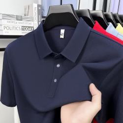 10A抗菌 桑蚕丝+长绒棉t恤 polo衫男 宝蓝