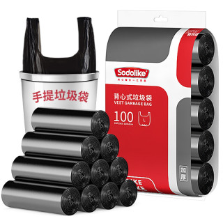 SODOLIKE 背心式垃圾袋 50*65cm 100只 黑色